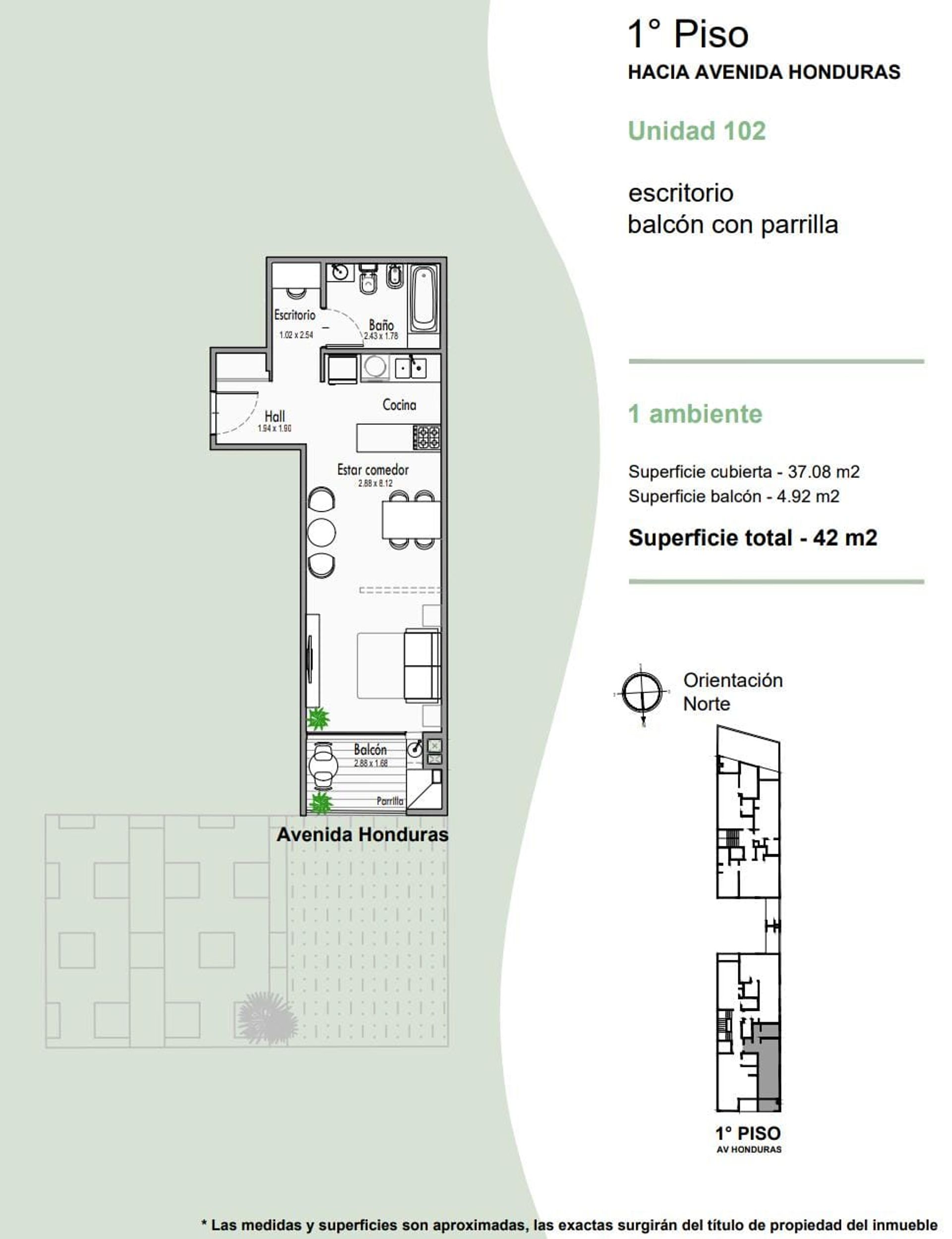 MONOAMBIENTE DE 42M2 C/BALC&Oacute;N TERRAZA Y PARRILLA - 12