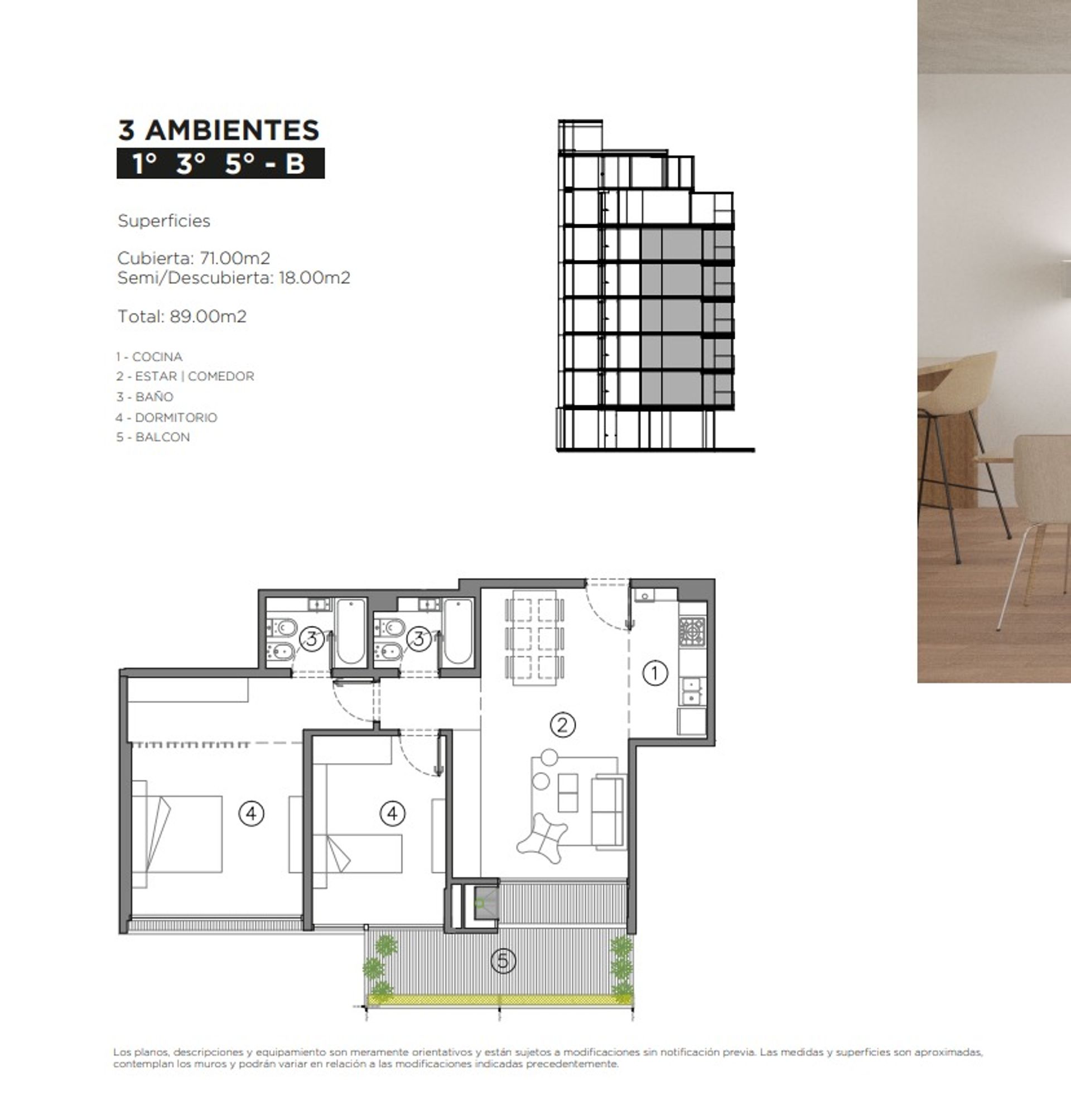 Venta Dpto Monoambiente 6 Piso bc&oacute;n terraza Devoto - 12