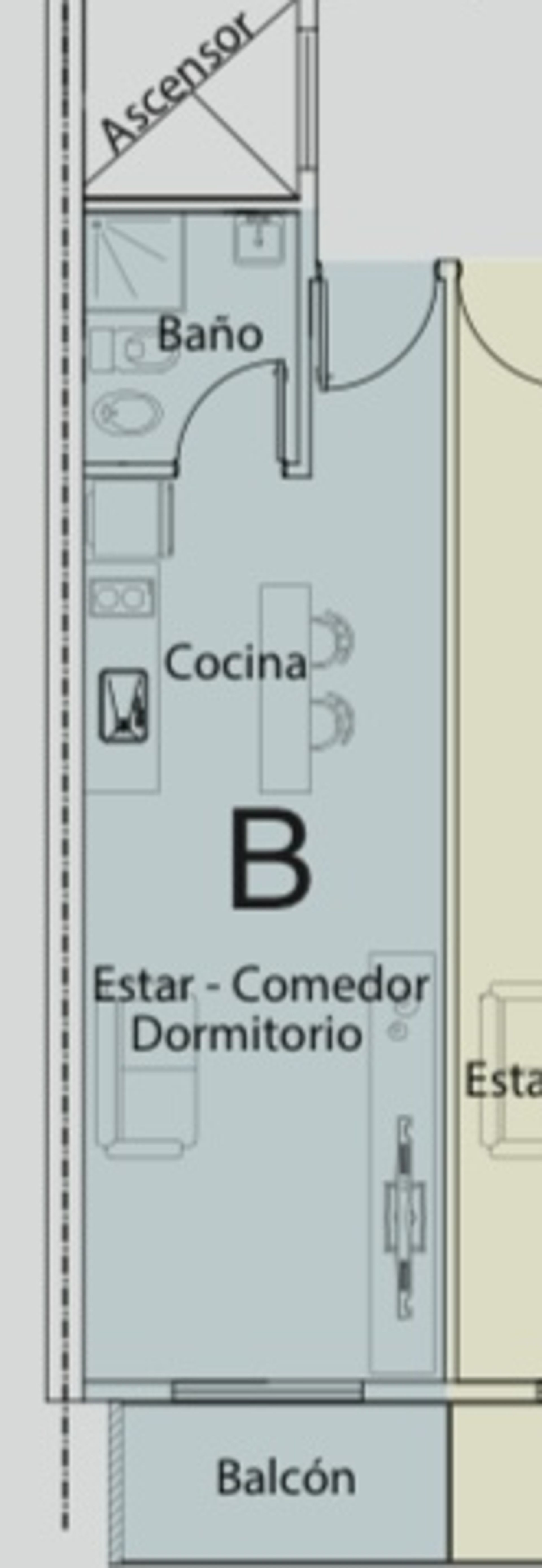 Departamento Monoambiente balcon al frente - 10