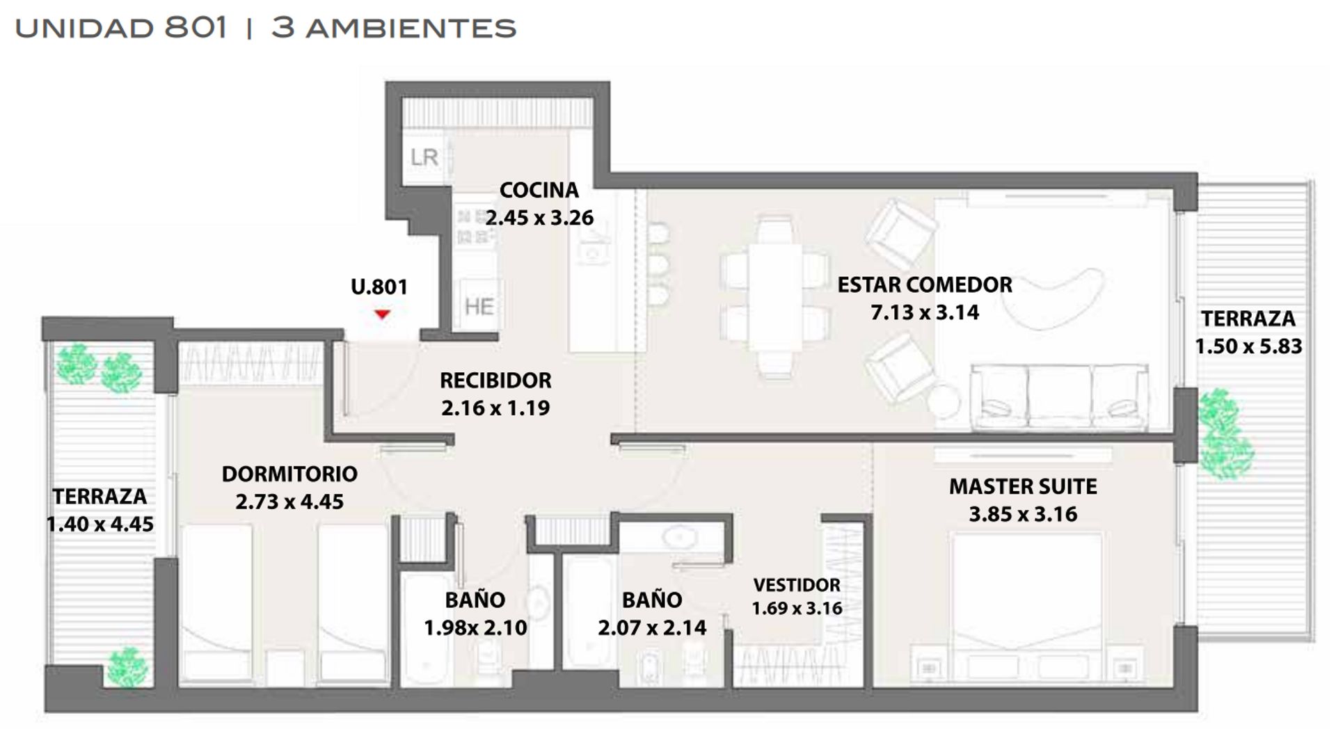 Venta apto 2 dorm, terrazas y gge - Punta Carretas - 9