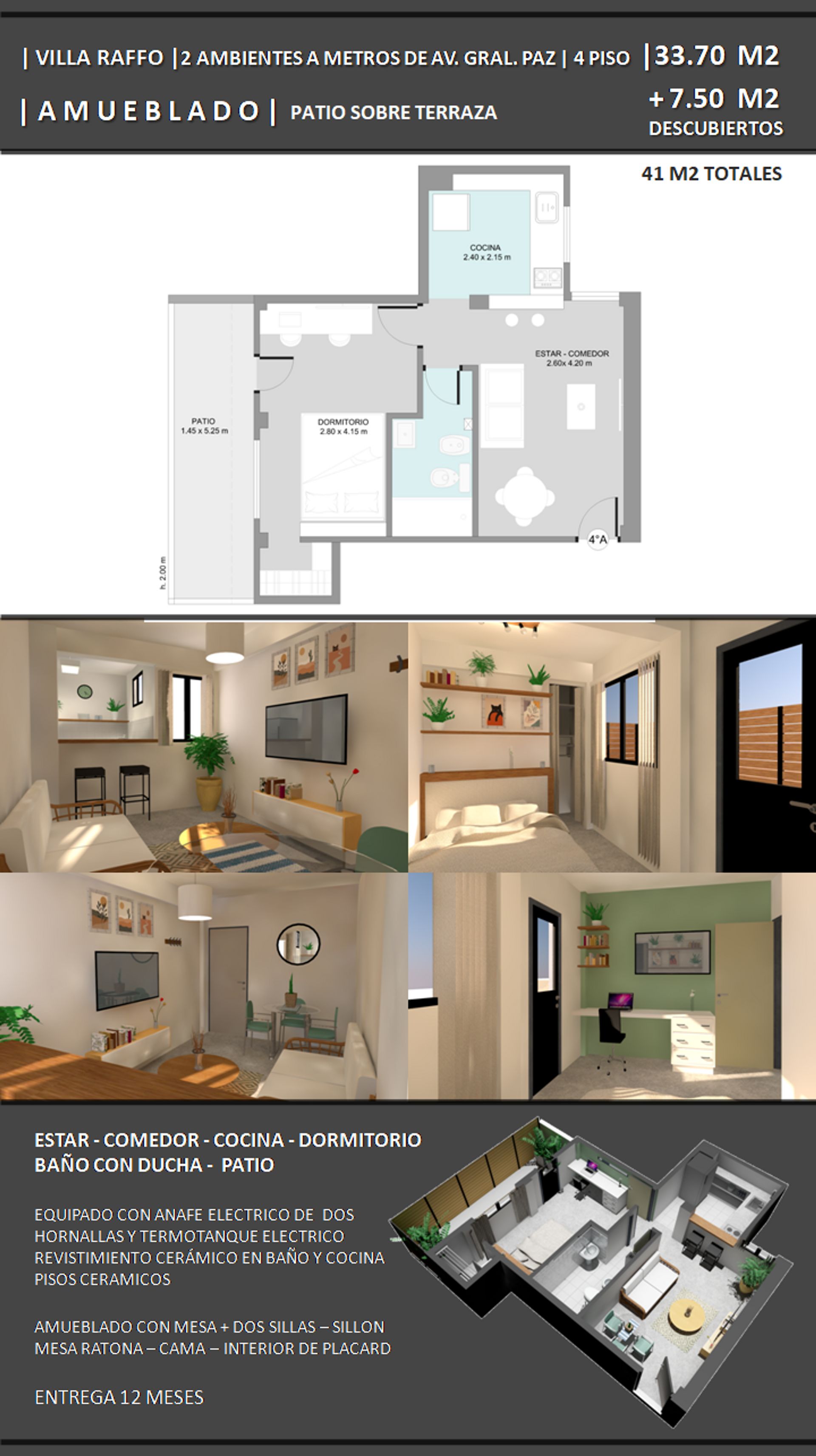 VENTA DEPARTAMENTO 2 AMBIENTES PATIO VILLA RAFFO - 9