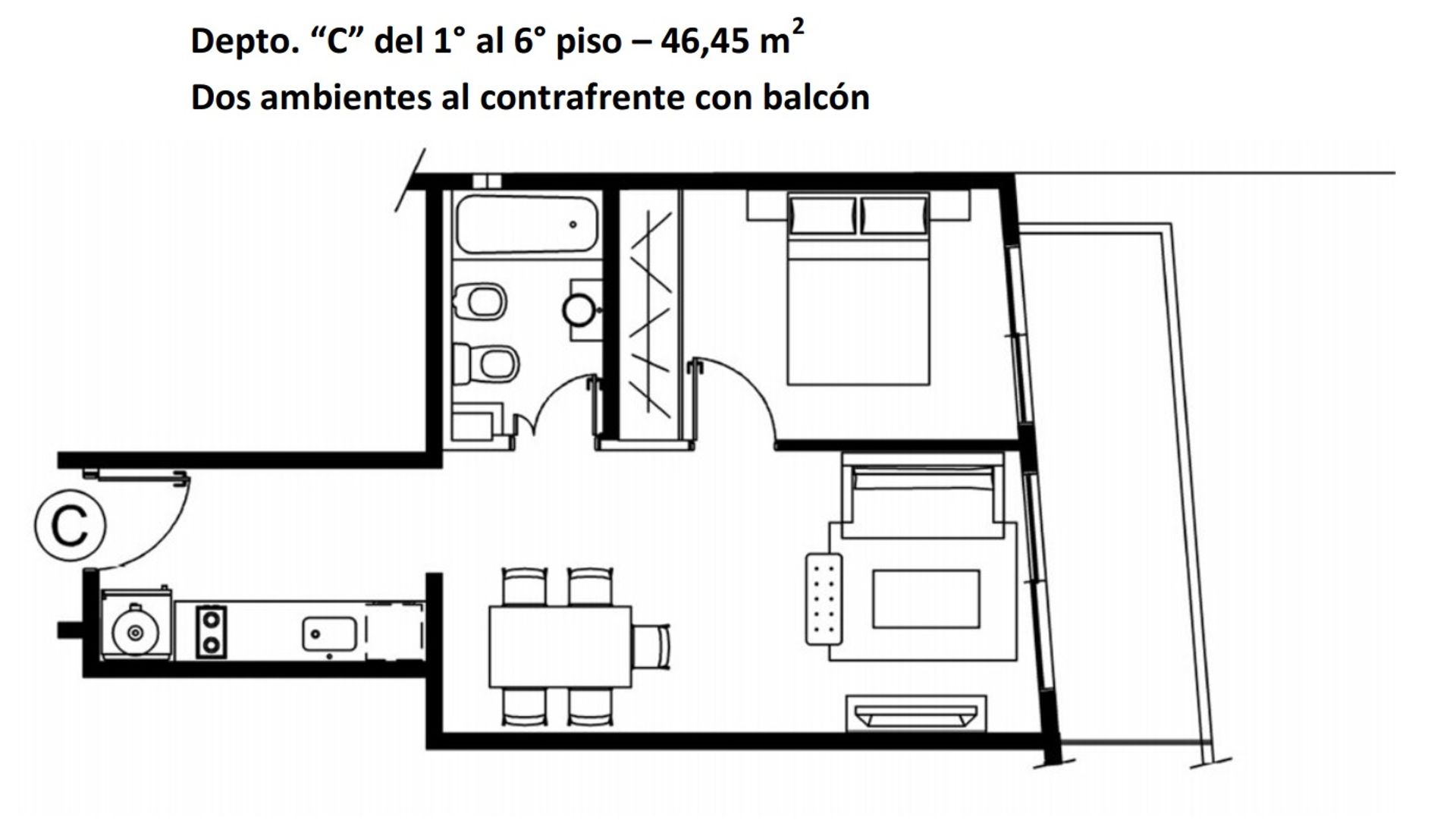 VENTA DEPARTAMENTO 2 AMB CON BALCON + POZO ALMAGRO - 6