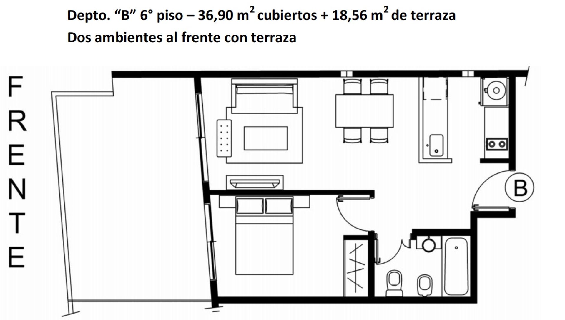 Venta Depto 2 amb c/ terraza propia Almagro — foto 5