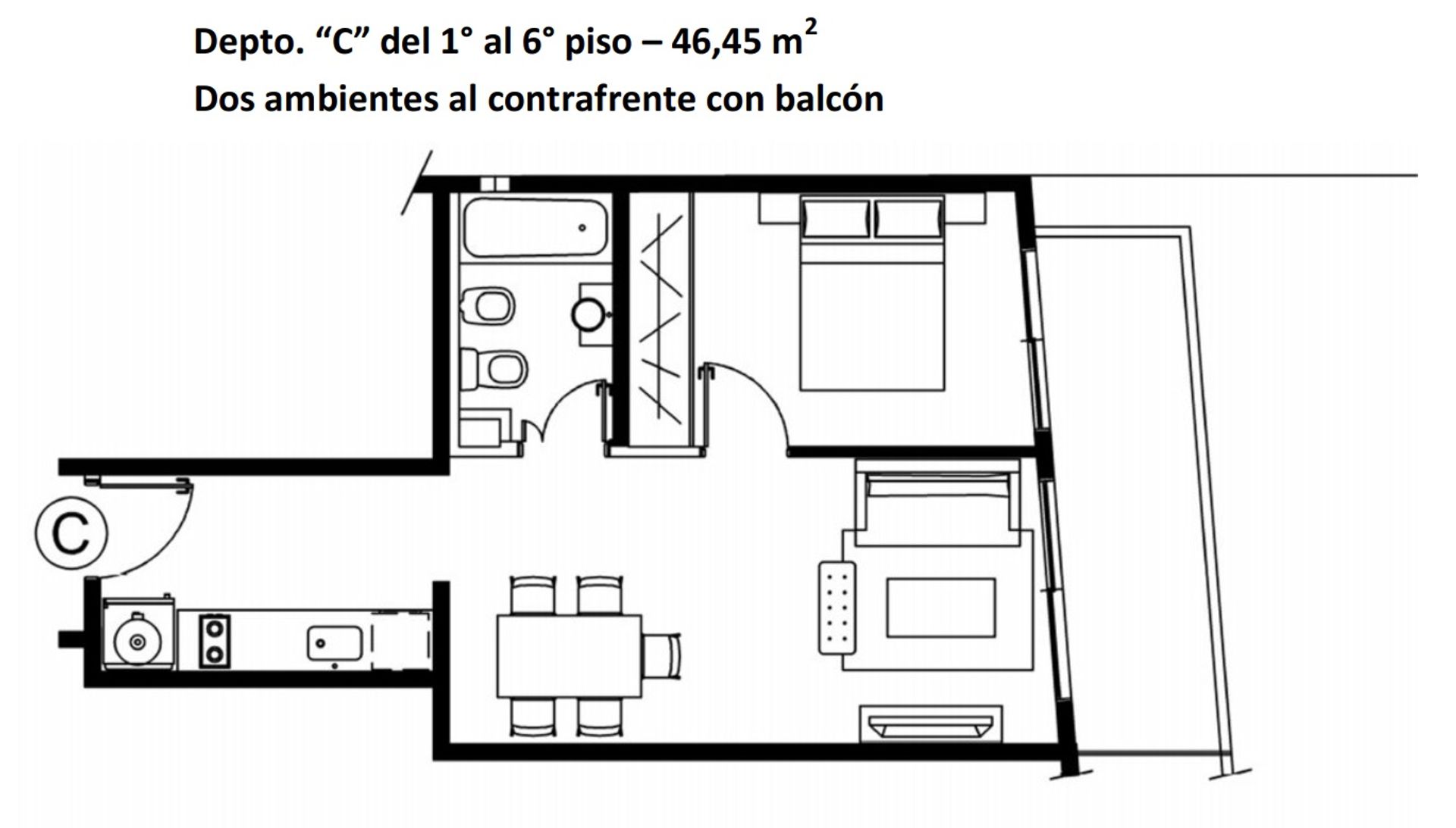 Venta Depto 2 amb con balc&oacute;n Almagro — foto 5